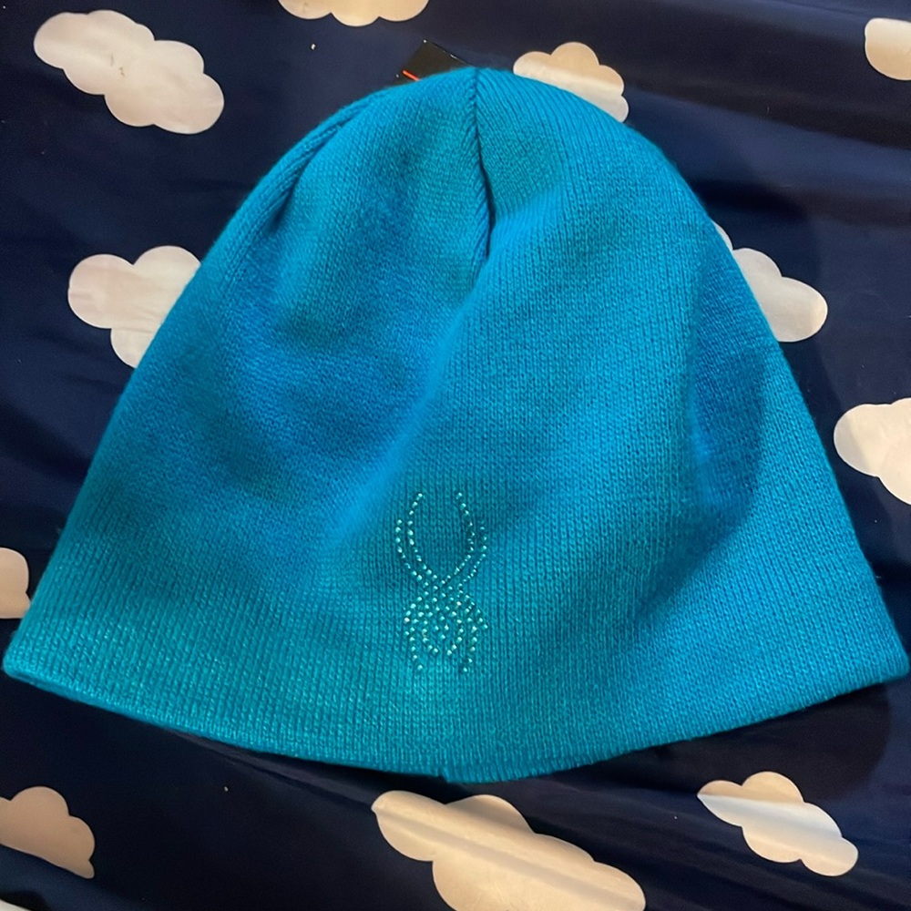 Spyder Girls Size 7-14 Turquoise Faux Fur Lined Sock Hat/Beanie
